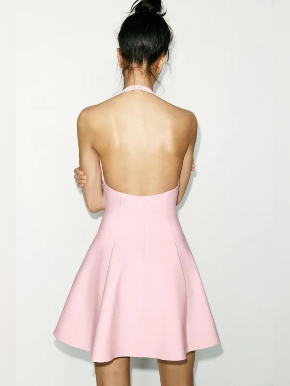 NWT Zara Pastel Pink Halter A Line Skater Dress with Pockets NWT Size M - Picture 11 of 16